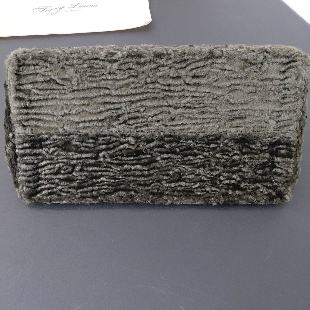 JERRY LEWIS Classic Luxuries Dark Green Handbag Faux Fur & Dustbag VTG Reto Chic - Picture 6 of 11